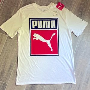 Puma Performance Logo Mens White Tee NWT